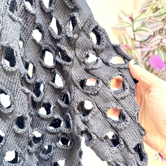 Shannon Passero Open Knit Sheer Small Sweater Streetwear Grunge Festival Punk - Picture 4 of 9